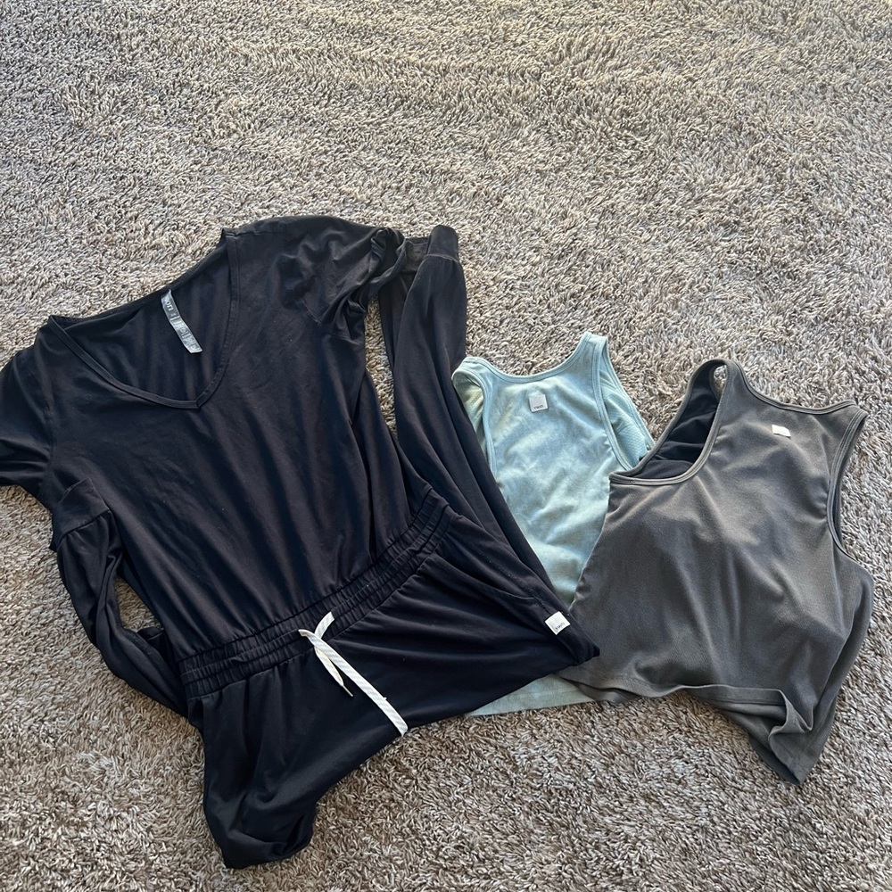 Vuori Black Jumpsuit and Two Tank Tops